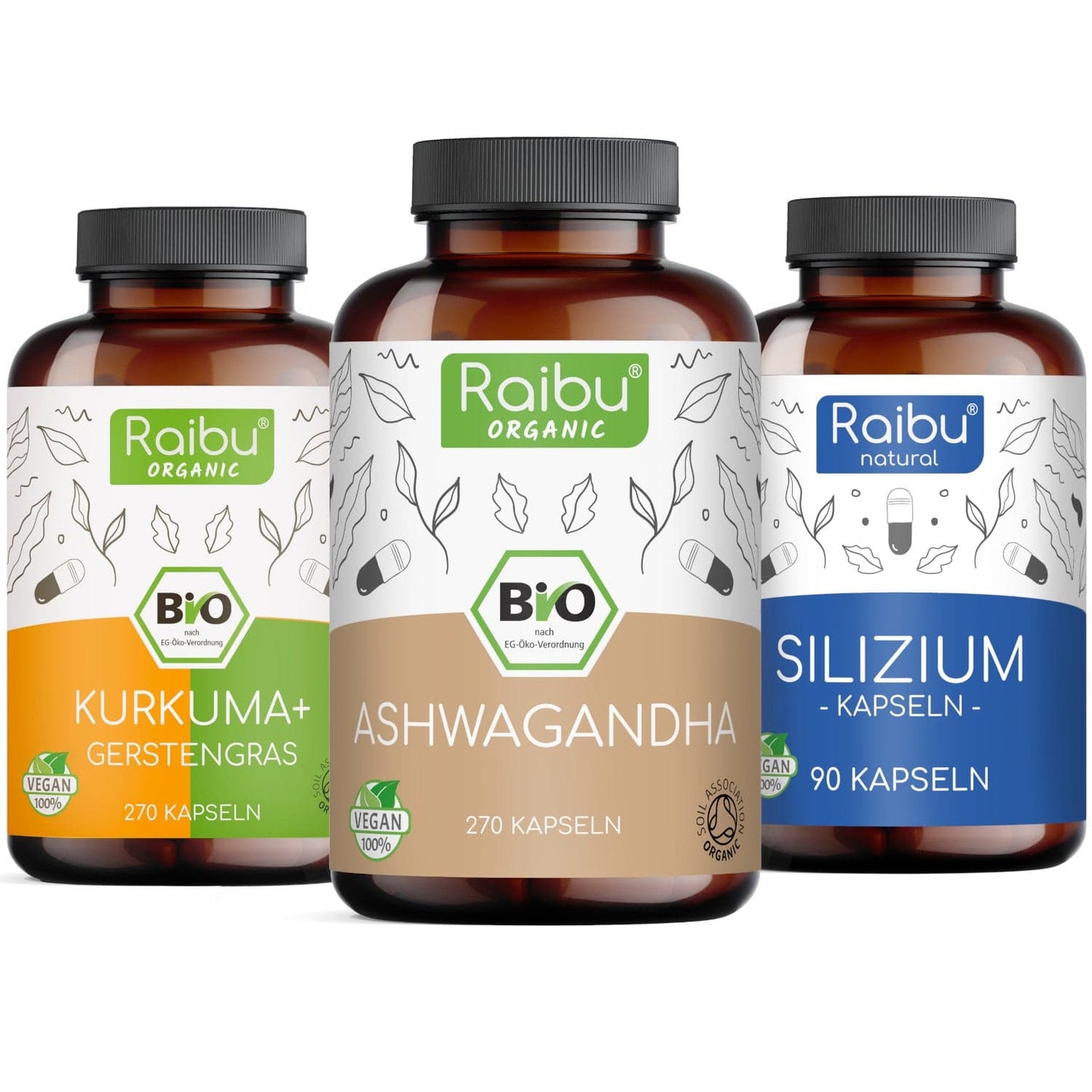 Innere Schönheit Strahlenset - Ashwagandha, Kurkuma-Gerstengras & Silizium