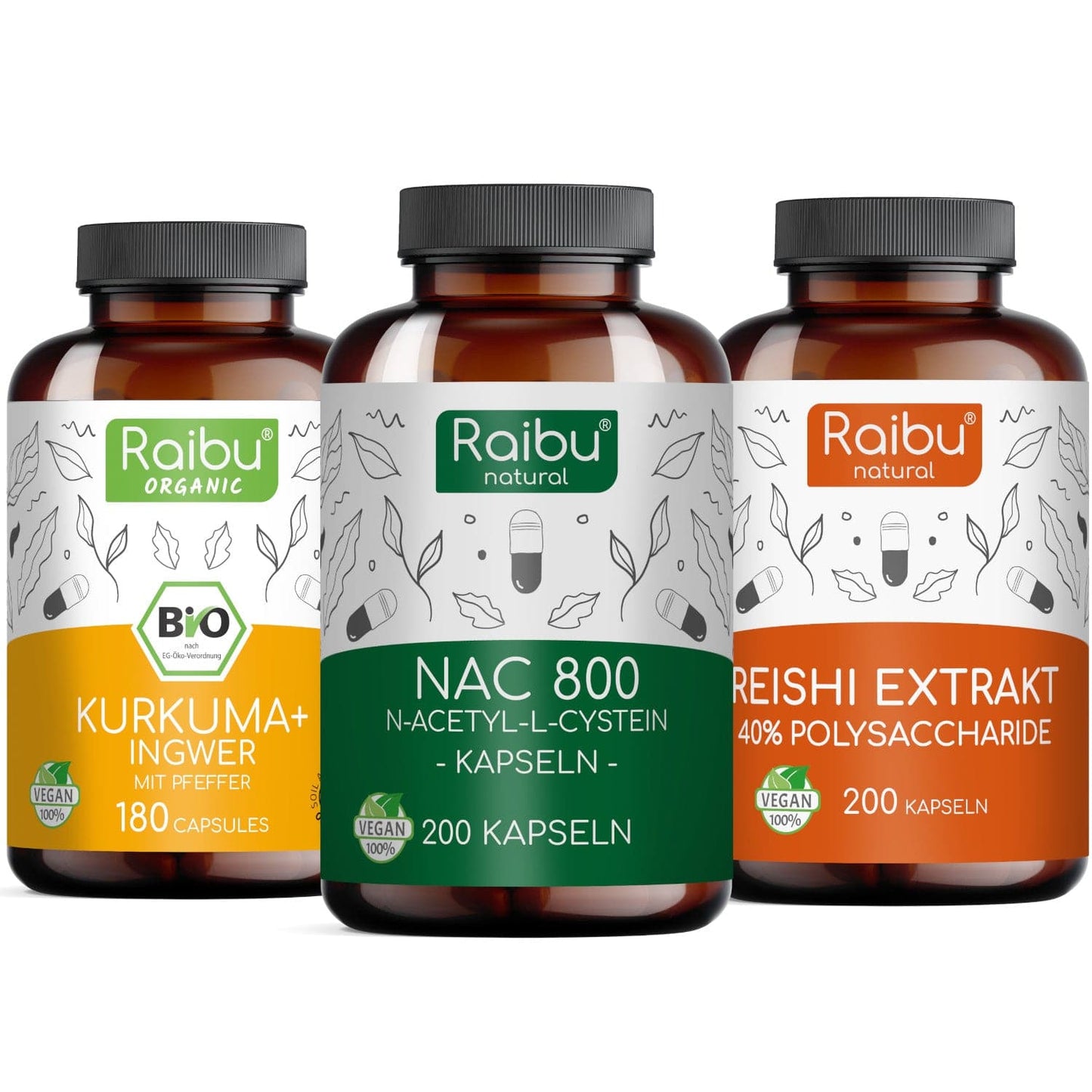 Gesamtkörper Wohlbefinden - Reishi, Kurkuma-Ingwer & N-Acetyl-Cystein (NAC)