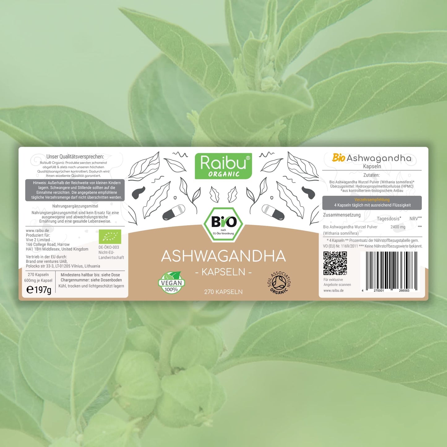 BIO Ashwagandha Kapseln | 270 Stk.