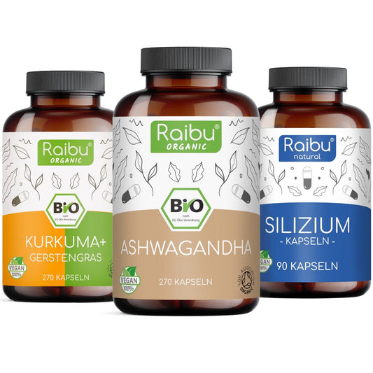Innere Schönheit Strahlenset - Ashwagandha, Kurkuma-Gerstengras & Silizium