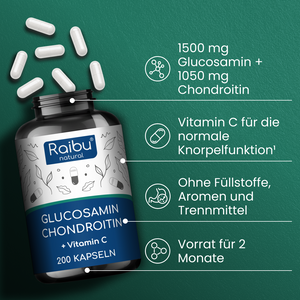 Glucosamin Chondroitin + Vitamin C | 200 Kapseln