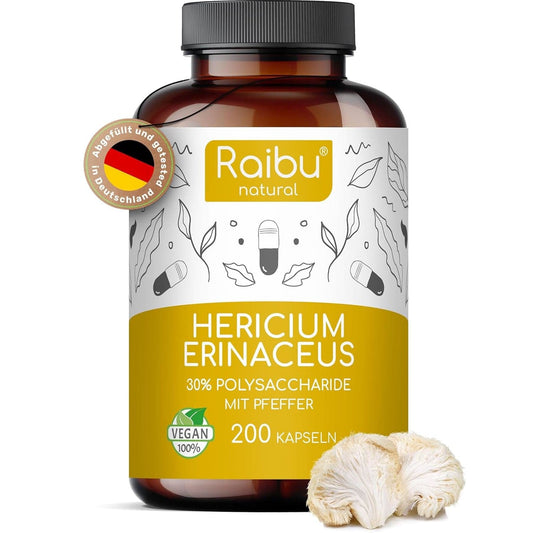 Lions Mane hochdosiert Kapseln | 30% bioaktive Polysaccharide | Löwenmähne