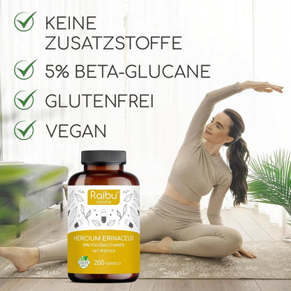 Lions Mane hochdosiert Kapseln | 30% bioaktive Polysaccharide | Löwenmähne