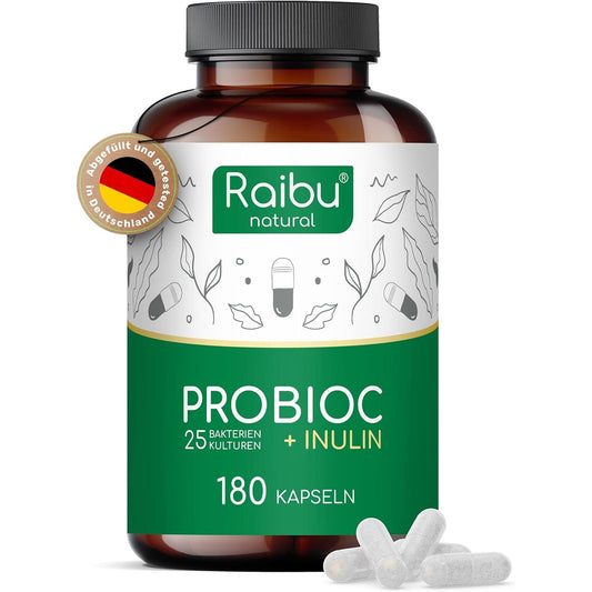 Probioc Kulturen Komplex | 25 Bakterienstämme mit Inulin | 180 Kapseln hochdosiert