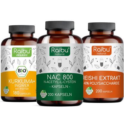 Gesamtkörper Wohlbefinden - Reishi, Kurkuma-Ingwer & N-Acetyl-Cystein (NAC)