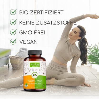 270 Kurkuma Gerstengras Kapseln im Verhältnis 2:1 | Hochdosiert & Vegan